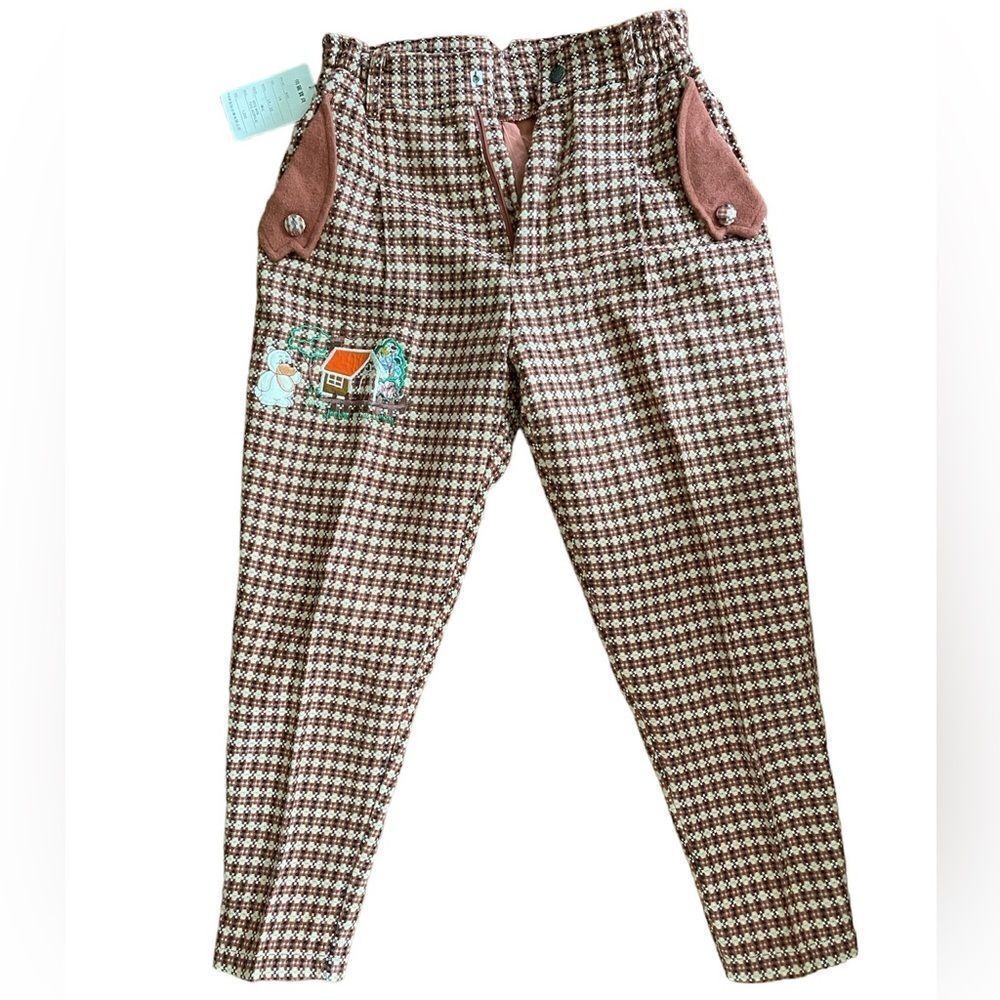 Vintage Children's Brick Red Houndstooth Trousers